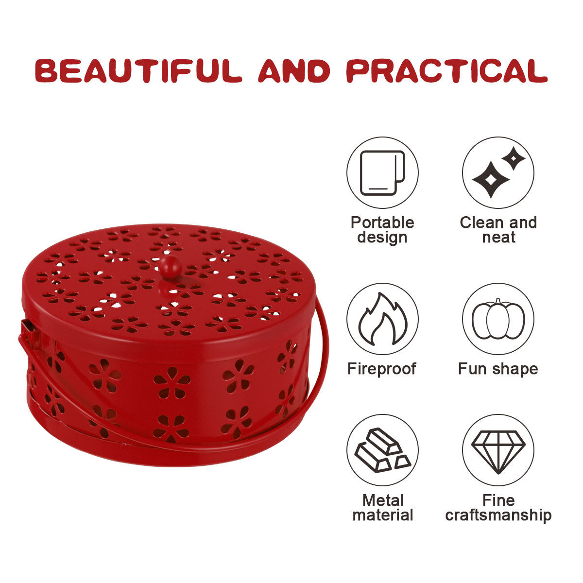 Incense Holder - Caja de Metal Ignífuga Retro con